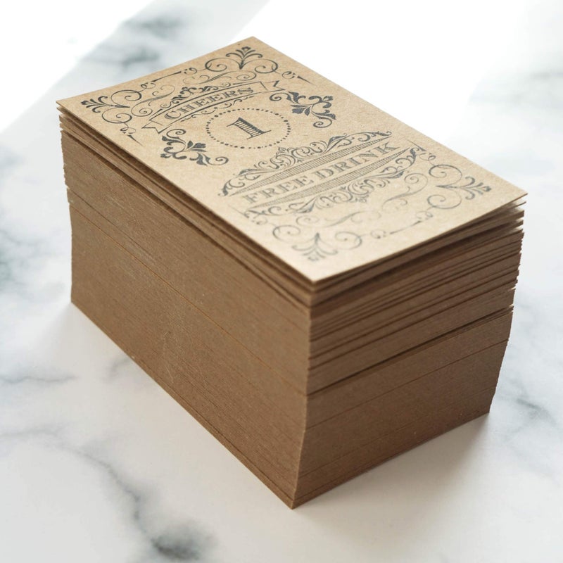 RXBC2011 100 Free Drink Tickets Coupons for a Free Drink Wedding Christmas Work Event Party Bar Kraft Card - Image 4